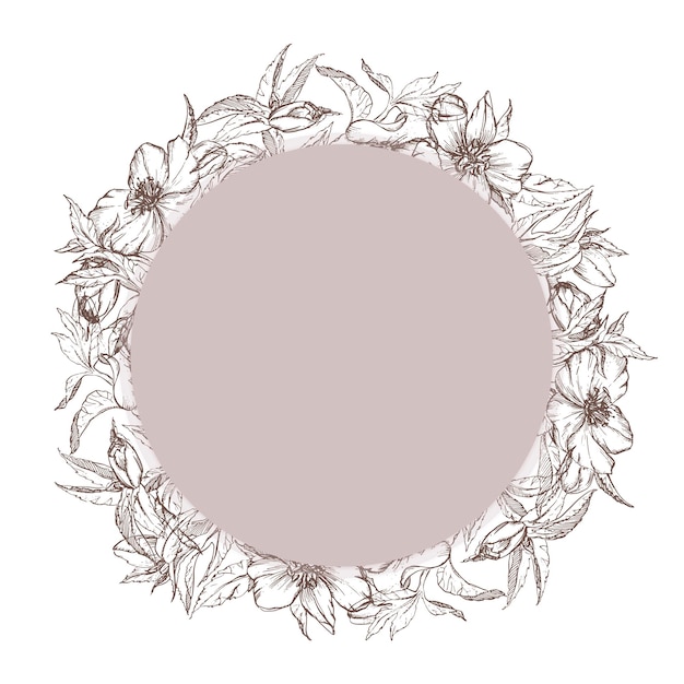 Photo a frame of flowers in a graphic a delicate hellebore flower on a white background a hand drawn