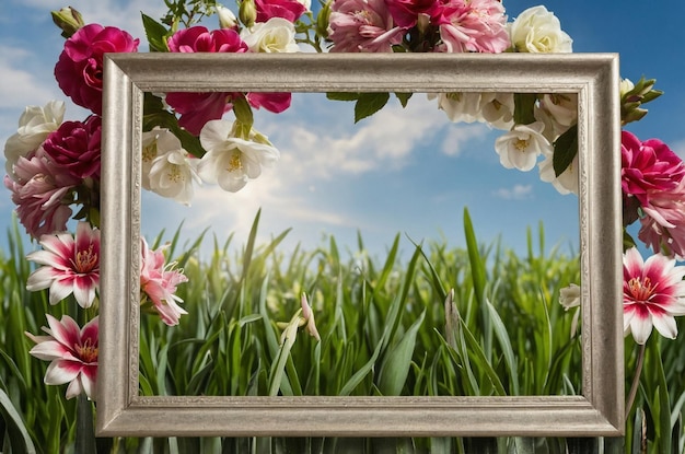 Frame of flowers for spring season