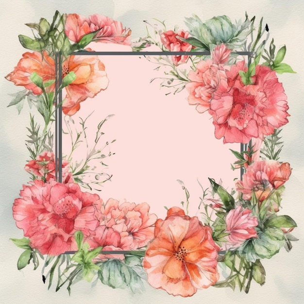 A frame of flowers with a frame for text