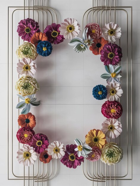 Photo a frame of flowers with a frame that says quot flowers quot