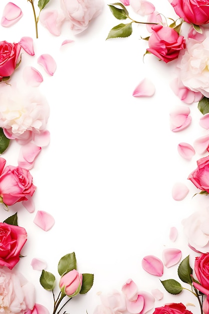 Frame of fragrant 3d Rose background on borderframe