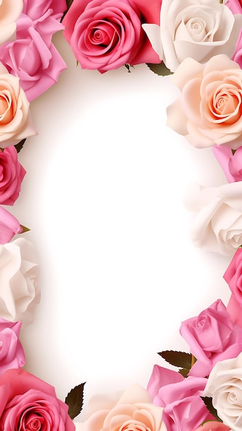 Frame of fragrant 3d Rose background on borderframe