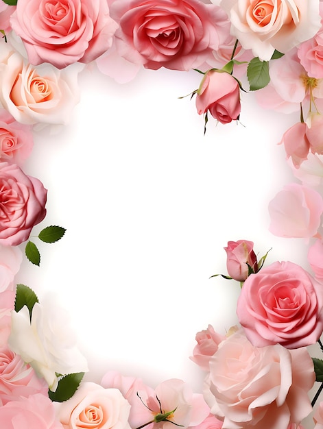 Frame of fragrant 3d Rose background