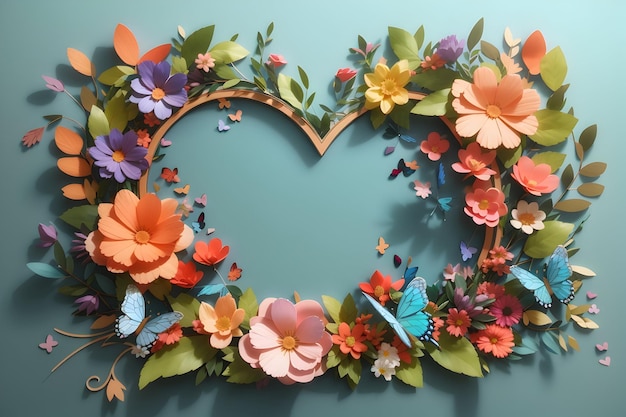 frame from colorful flowers on colored background