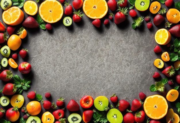 A frame of fruit with the letters b on it