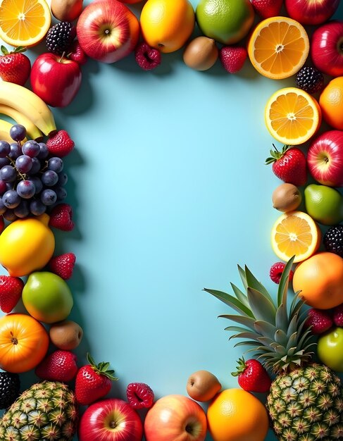 Photo a frame of fruits that says quot fruit quot and quot