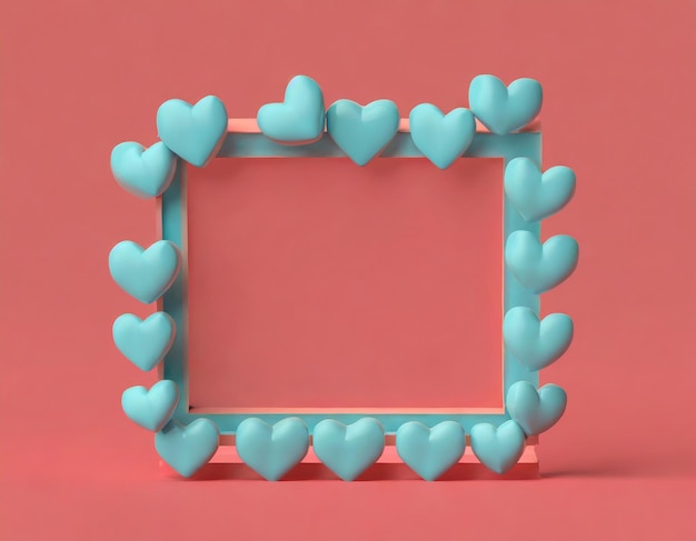 Photo frame of hearts rectangular template of hearts vignette of pink hearts isolated design element for v