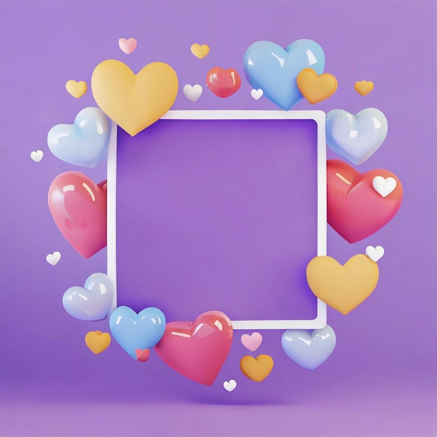 Photo frame of hearts rectangular template of hearts vignette of pink hearts isolated design element for v