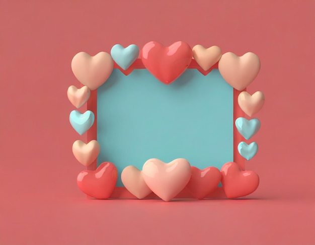 Photo frame of hearts rectangular template of hearts vignette of pink hearts isolated design element for v