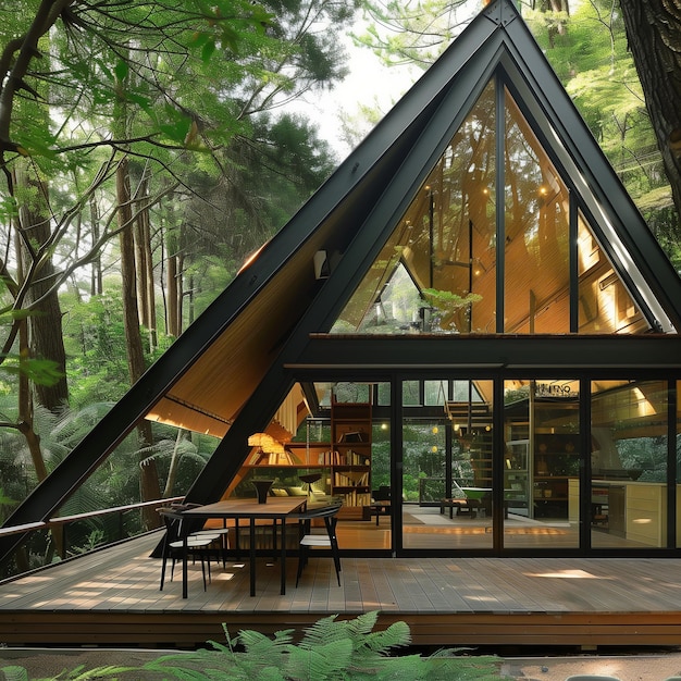 a frame house in forest