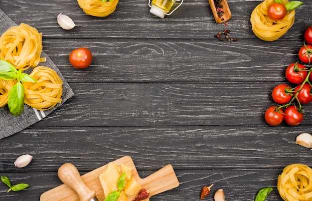 Frame ingredients for italian food