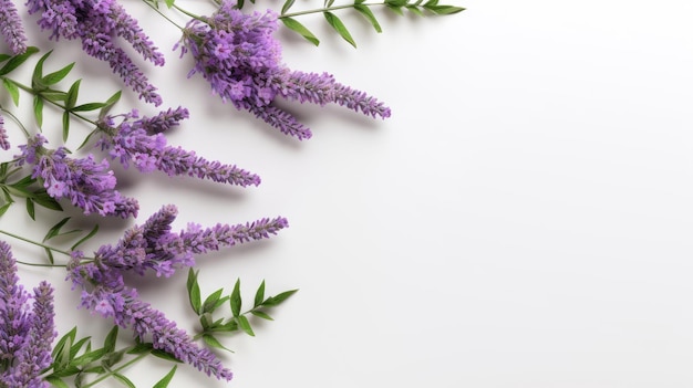 Frame of lavender branches isolated on white background for greeting card design