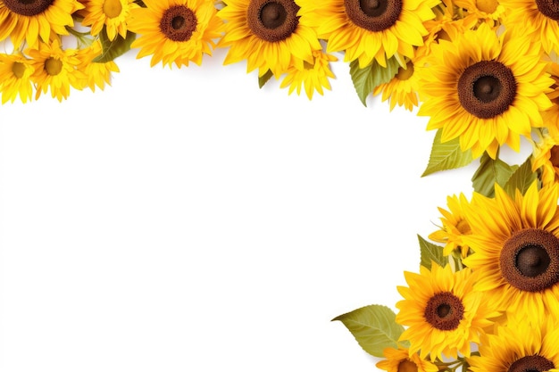 Frame made of different sunflowers