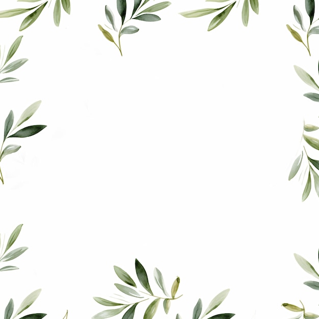 Photo frame made of natural patterns olive leaves plants place for text background for advertising