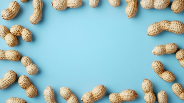 Photo frame made of peanuts in shell with copy space