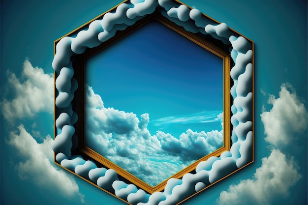 Frame made with white cloud in the sky in circle shape