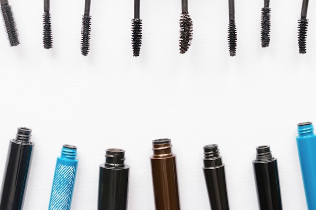 Frame of mascara on a white background