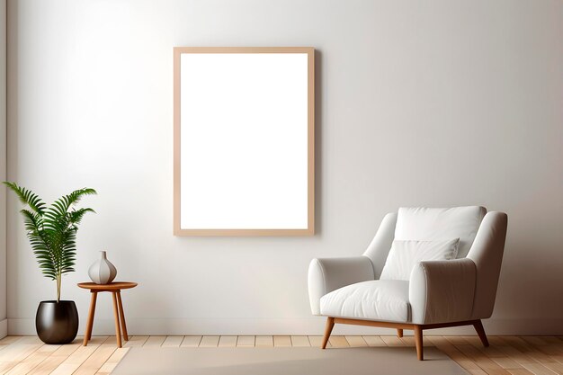 Frame mock up in light minimal interior AI generated