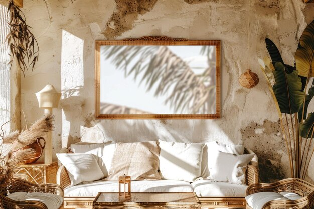 Photo frame mockup boho interior