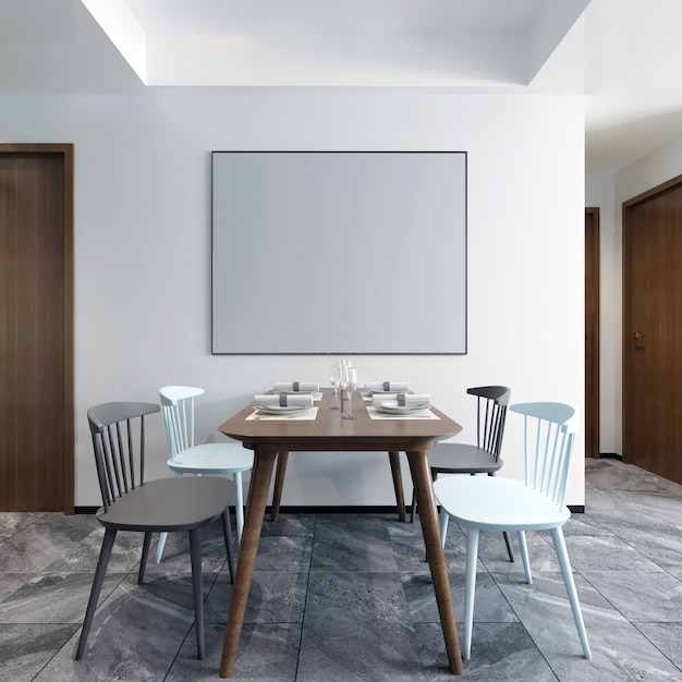 Frame Mockup in Dining Room with Decorations