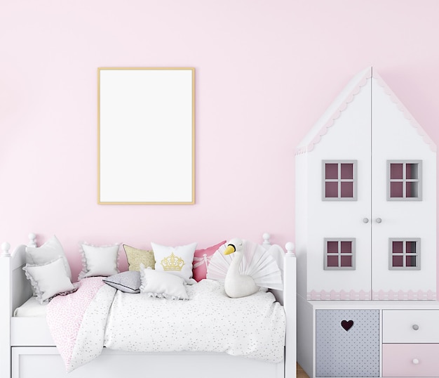 Photo frame mockup kids pink