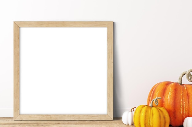 Frame mockup wood and decor Halloween