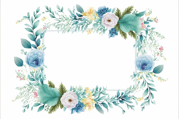 A frame for a photo with blue flowers and leaves.