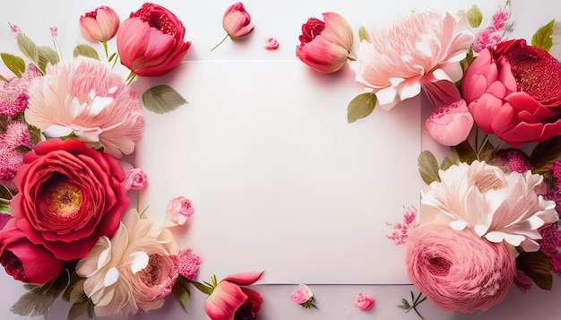 a frame of pink flowers with a frame that says spring