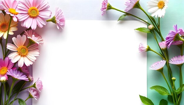 Photo a frame of pink flowers with a white background with a frame that says  spring