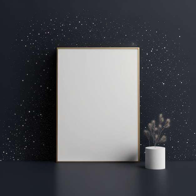 Frame poster mockup in home interior glittering stars and midnight sky AI Generaion