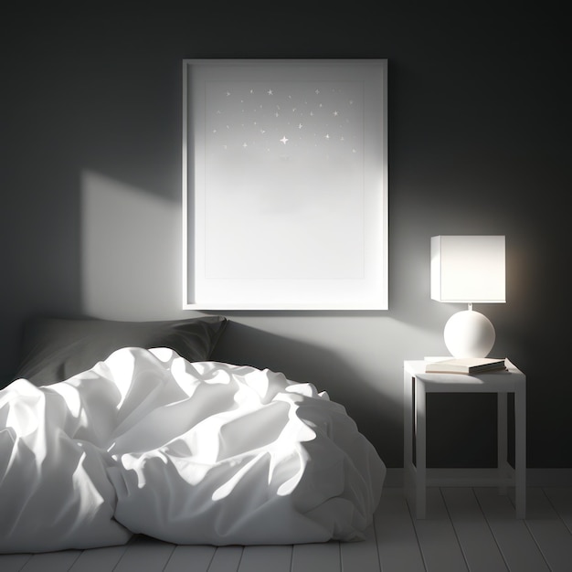 Frame poster mockup in home interior night of twinkling stars and a day of sunshine AI Generaion