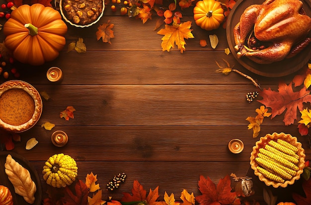 Photo a frame of pumpkins pumpkins and pumpkins on a wooden background