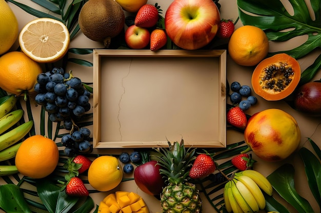 A Frame Surrounded By Fresh Healthy Fruits