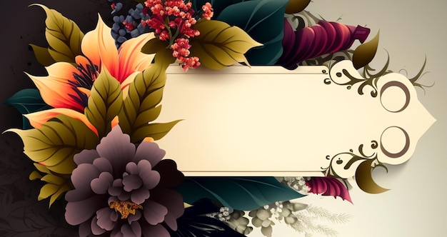 frame for text with floral decoration spring background