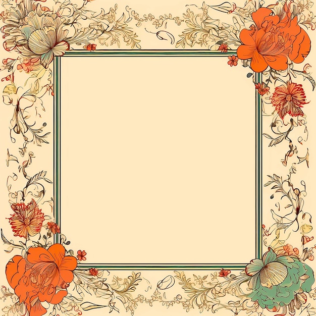 Frame of wild flowers on a white background generated ai