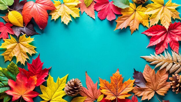 Photo a frame with autumn leaves on it and a blank sign that says autumn leaves