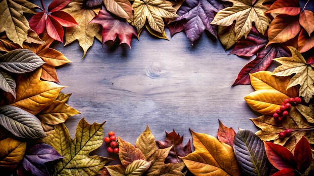 Photo a frame with autumn leaves on it and a blank sign that says autumn leaves