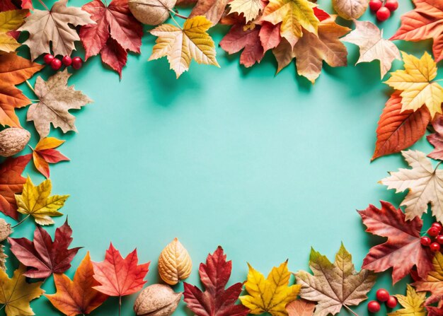 Photo a frame with autumn leaves on it and a blank sign that says autumn leaves