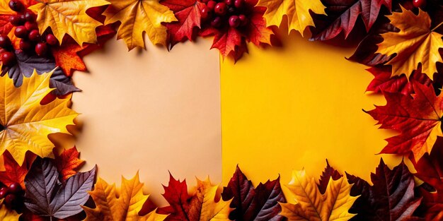 Photo a frame with autumn leaves on it and a blank sign that says autumn leaves