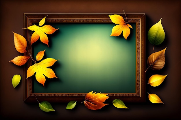 A frame with autumn leaves on it