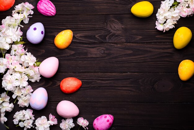 frame with flower and eggs