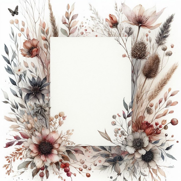 a frame with flowers and butterflies in the middle of it