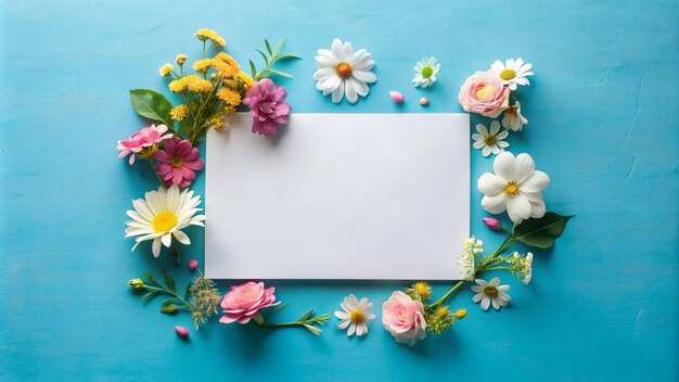 Photo a frame with flowers and a card that says quot flowers quot on it