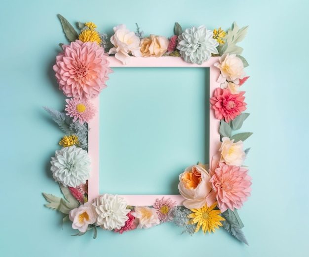 Frame with flowers decoration Generative AI