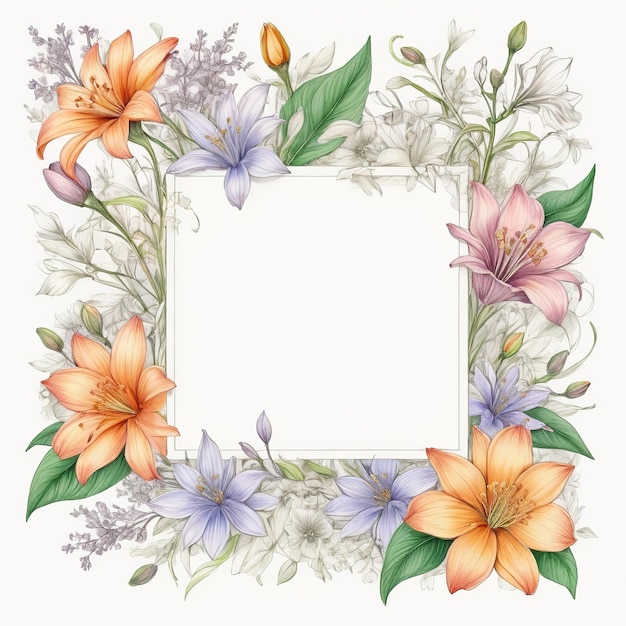 a frame with flowers and a frame for a photo