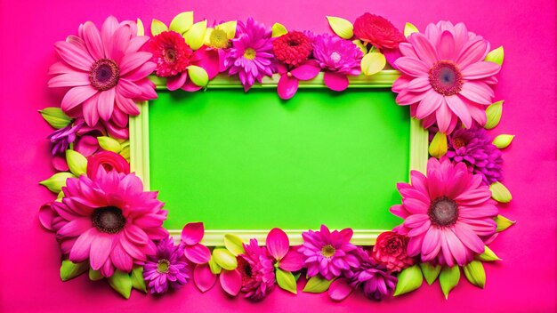 Photo a frame with flowers on it and a green frame