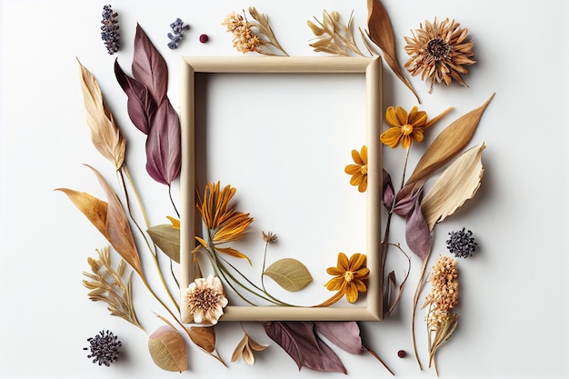 A frame with flowers on it