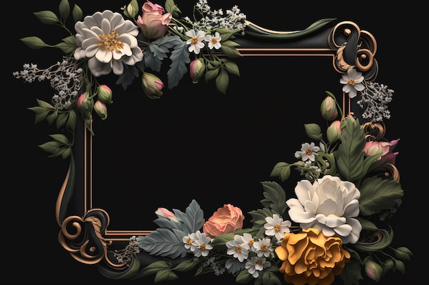 A frame with flowers on it