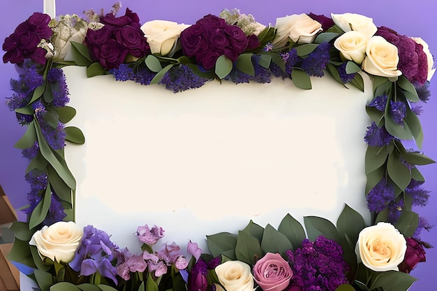 A frame with flowers on it