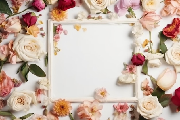 A frame with flowers on it